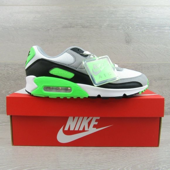 Nike Air Max 90 Athletic Shoes Gray Lime Green - Picture 2 of 10